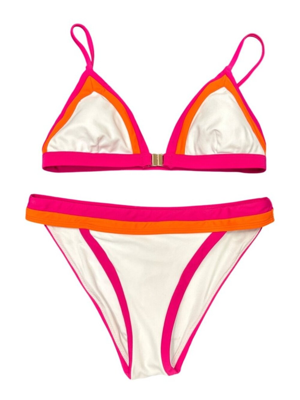 Milly Cabana Positano Colorblock Bikini Set Size S Pink Orange White Swimsuit